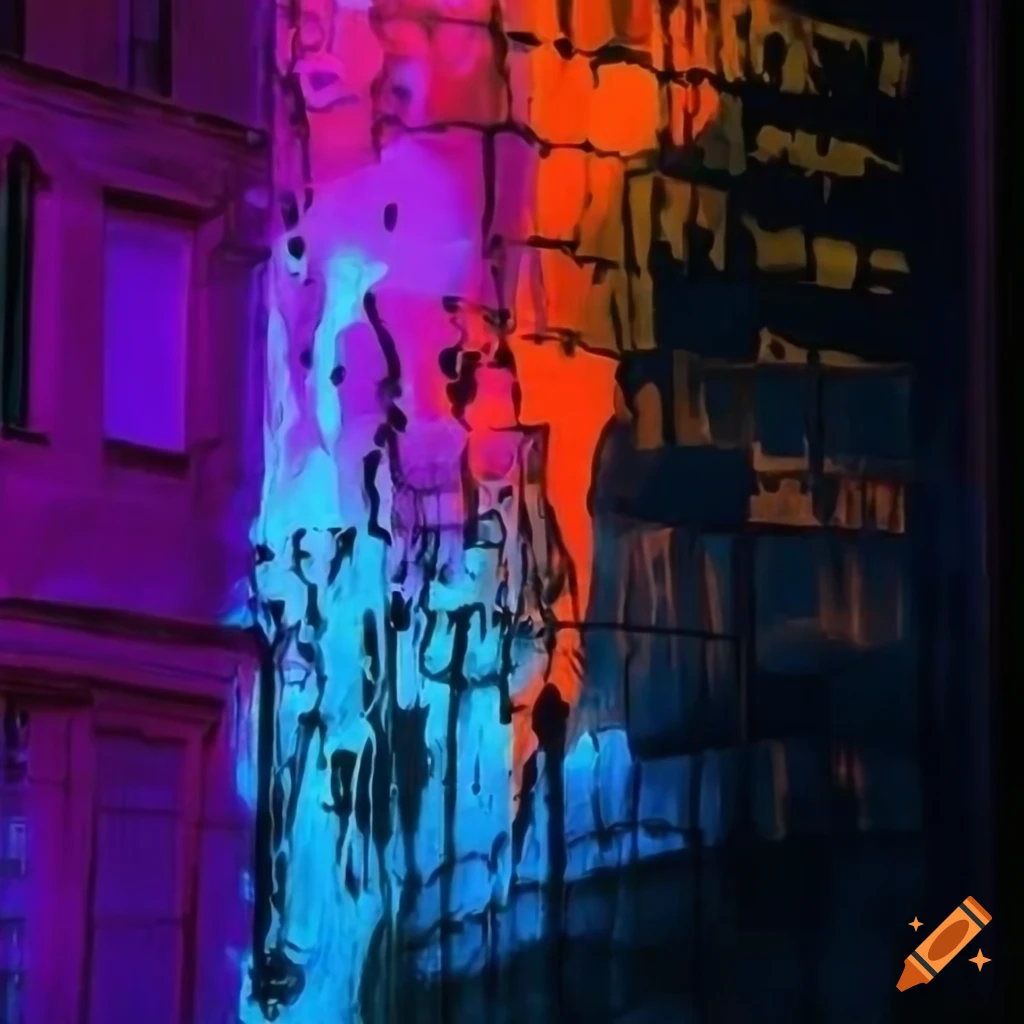 surreal artwork of melting people on a vibrant background