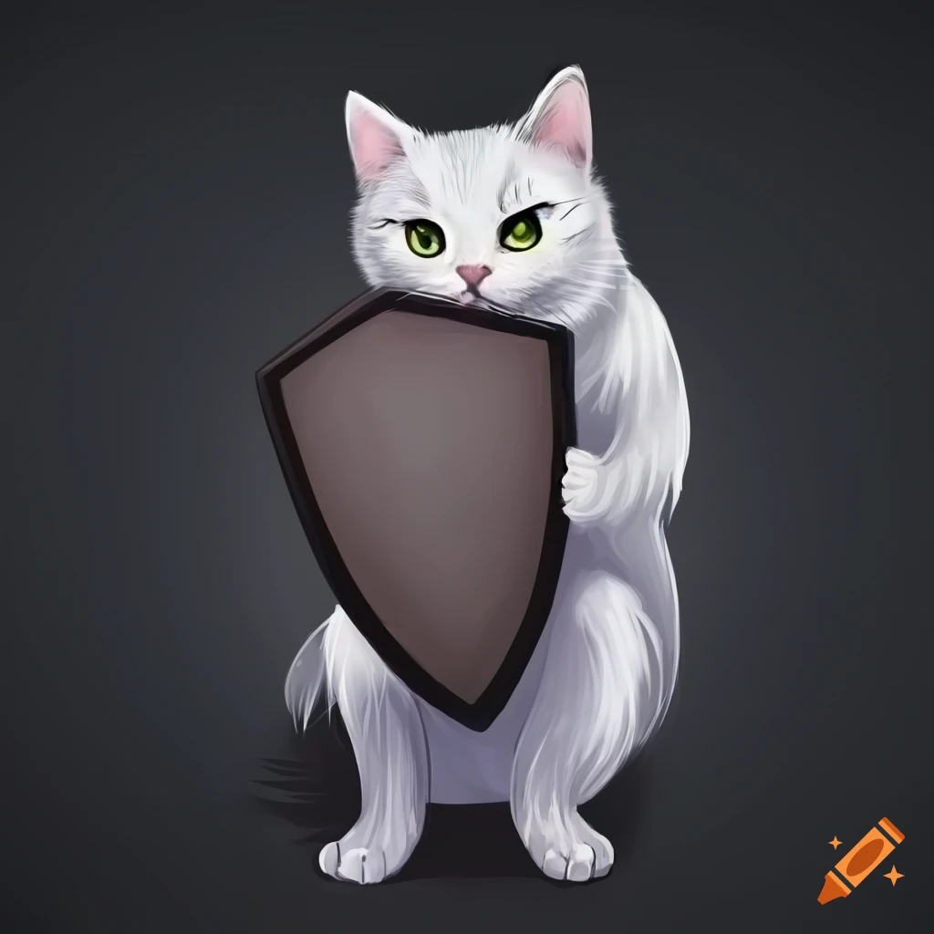 Abstract art of a cat holding a shield on Craiyon