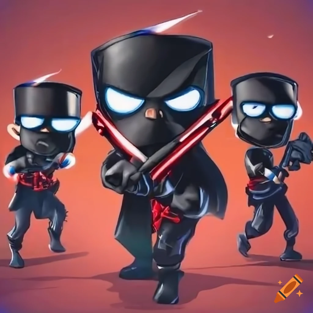 Cartoon boys in black masks holding game controllers
