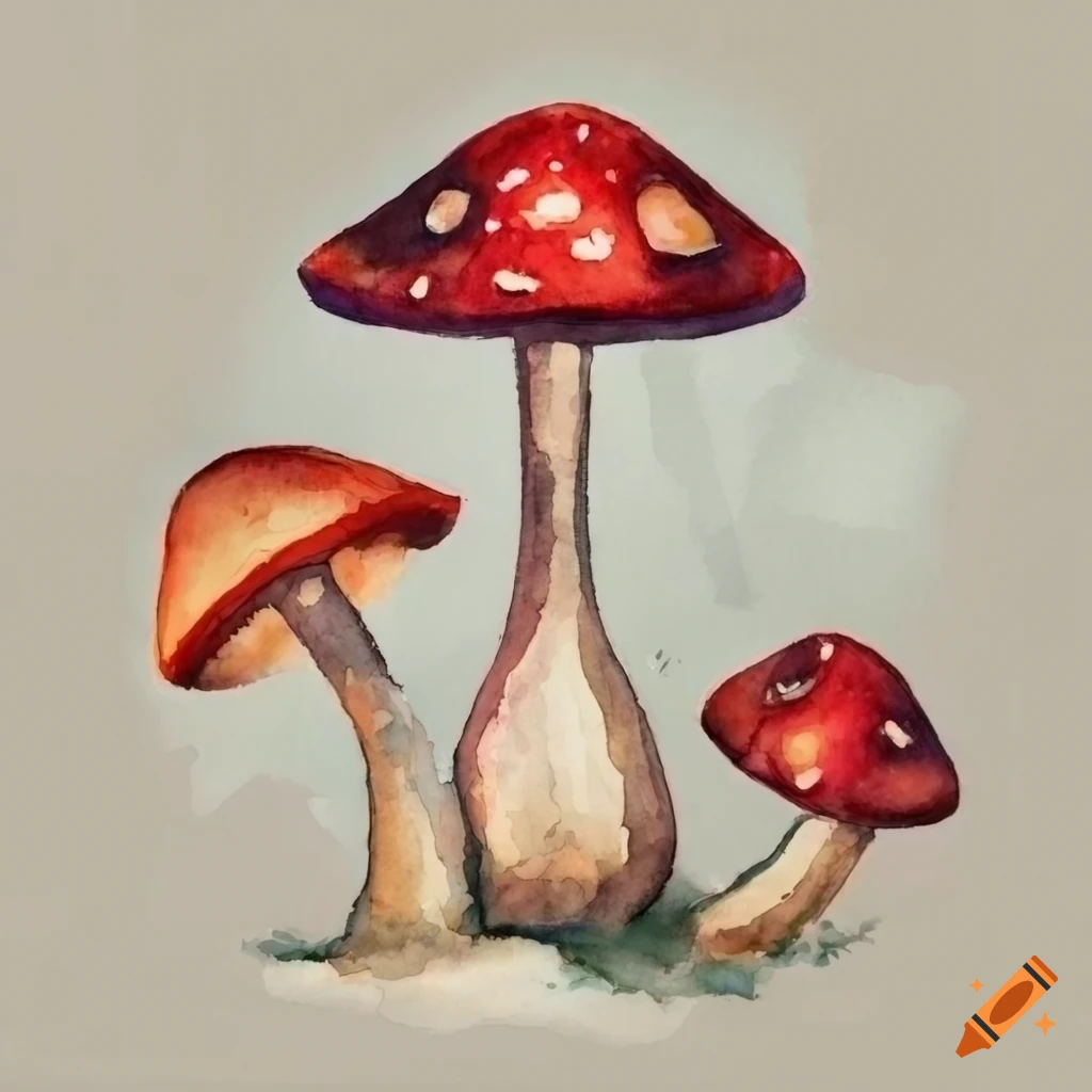 watercolor painting of mushrooms
