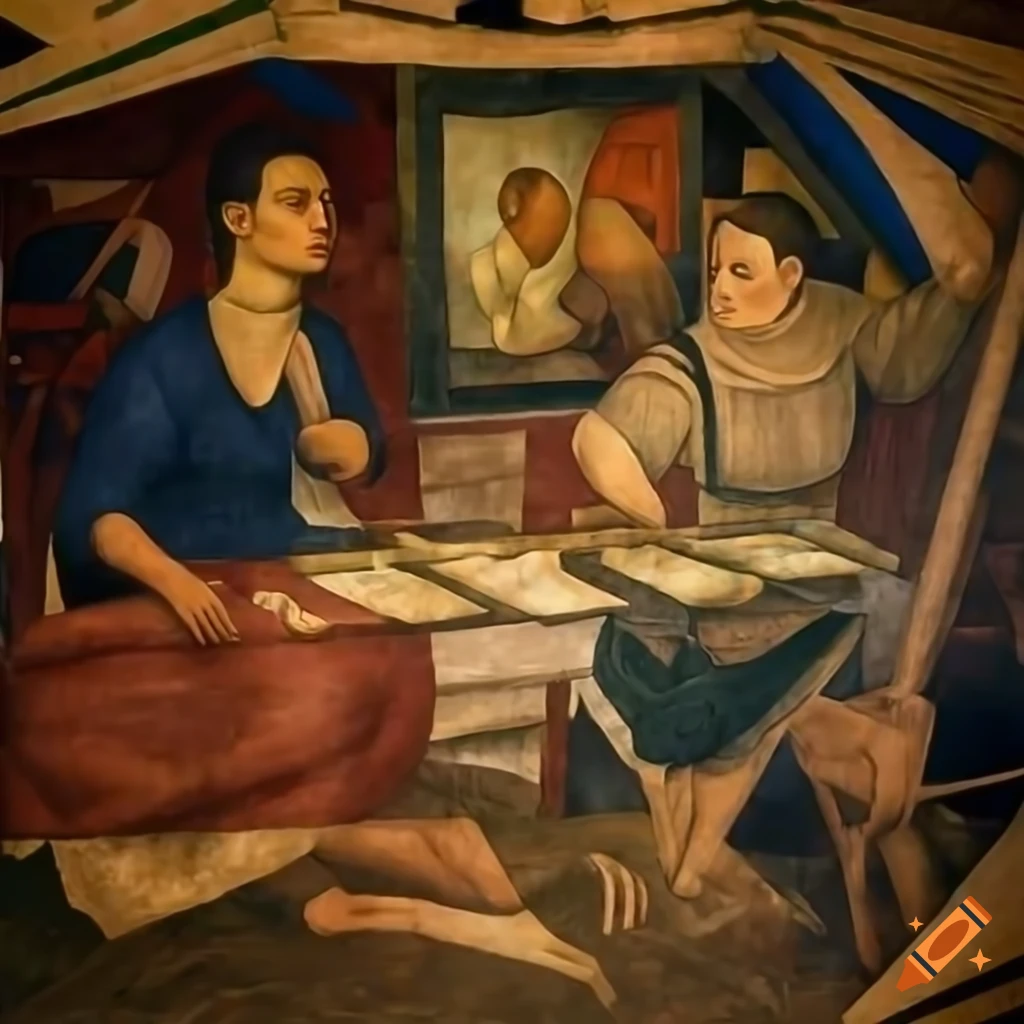 Futuristic mural inspired by H.G. Wells' The Time Machine on Craiyon