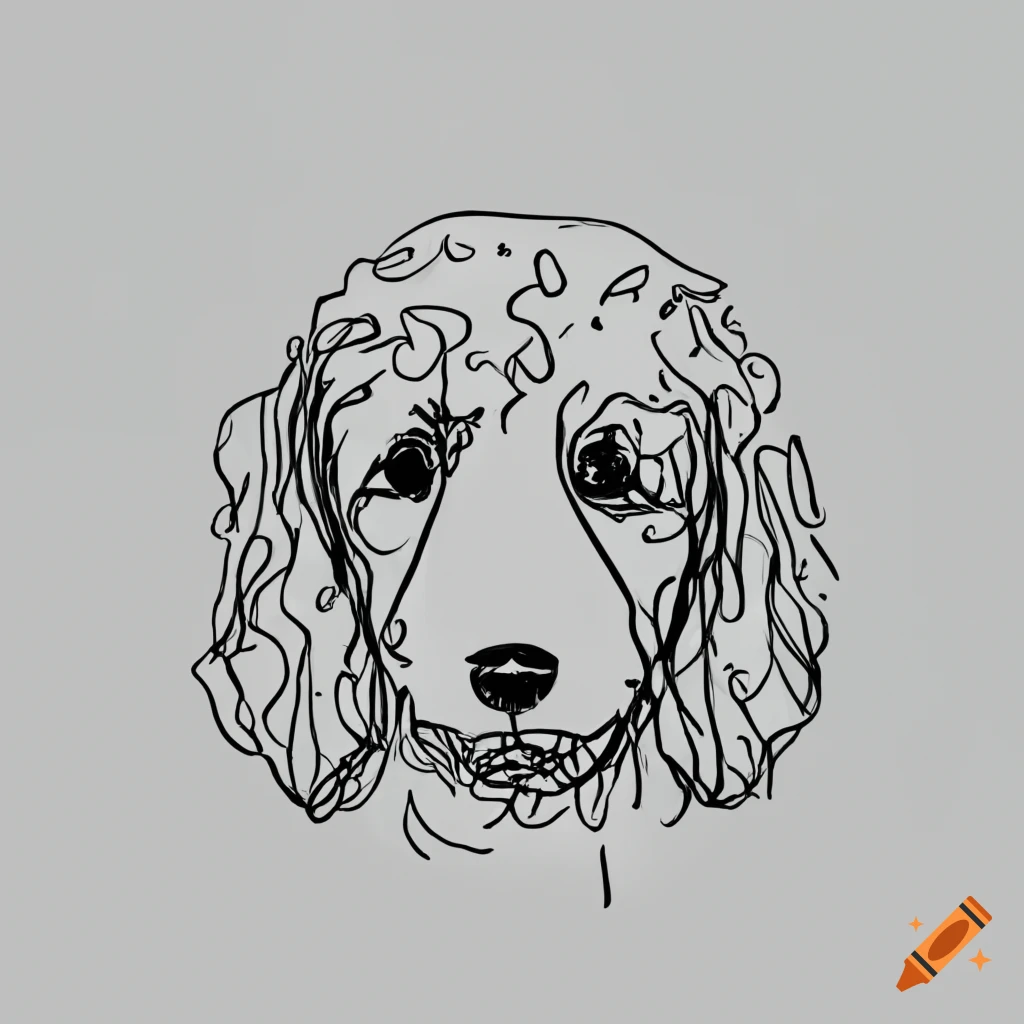 minimalist one line drawing of a goldendoodle