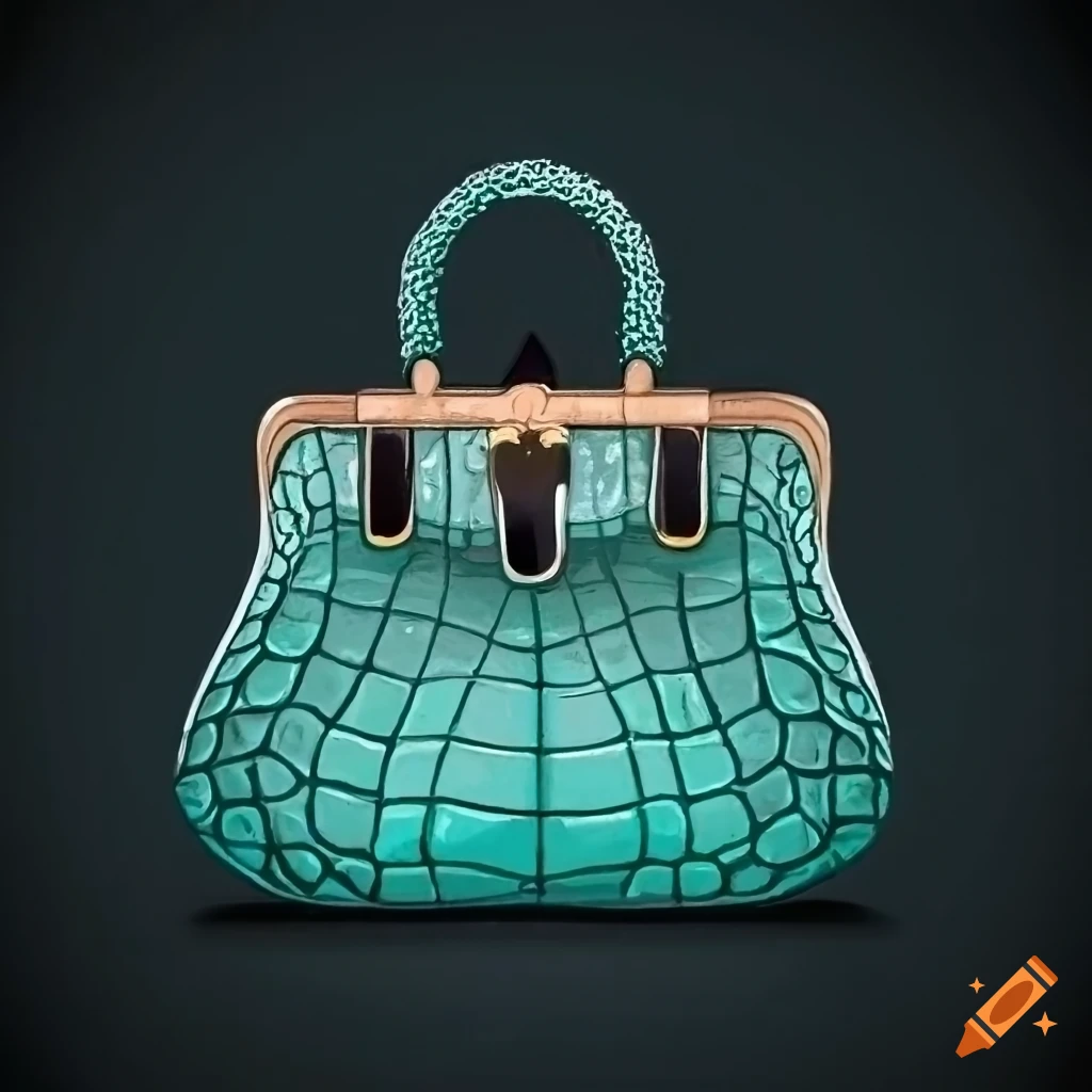 Turquoise alligator purse with an ebony buckle on Craiyon