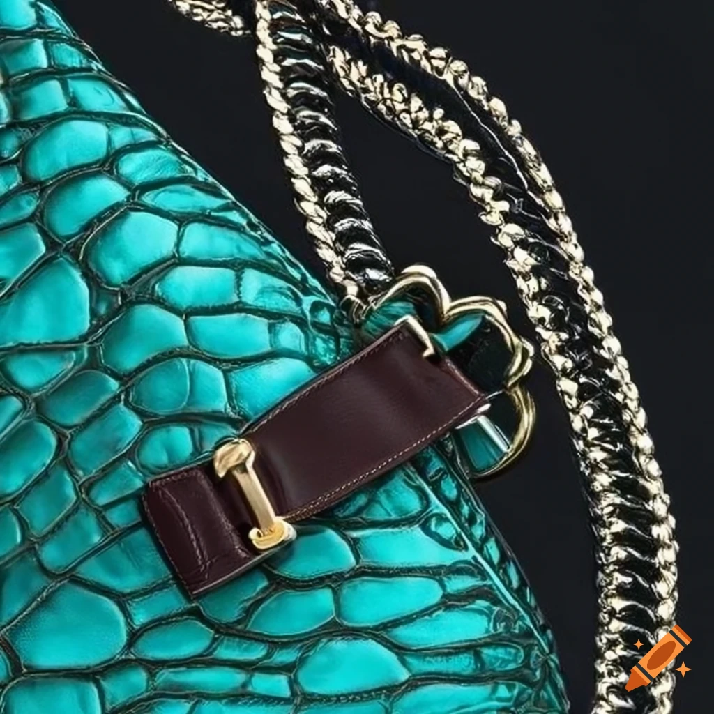 turquoise alligator purse with ebony buckle