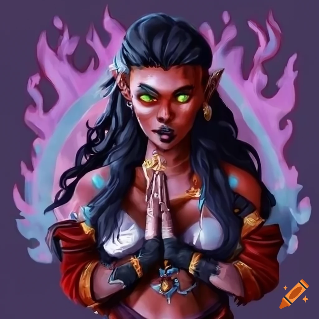 female monk fire genasi with piercings