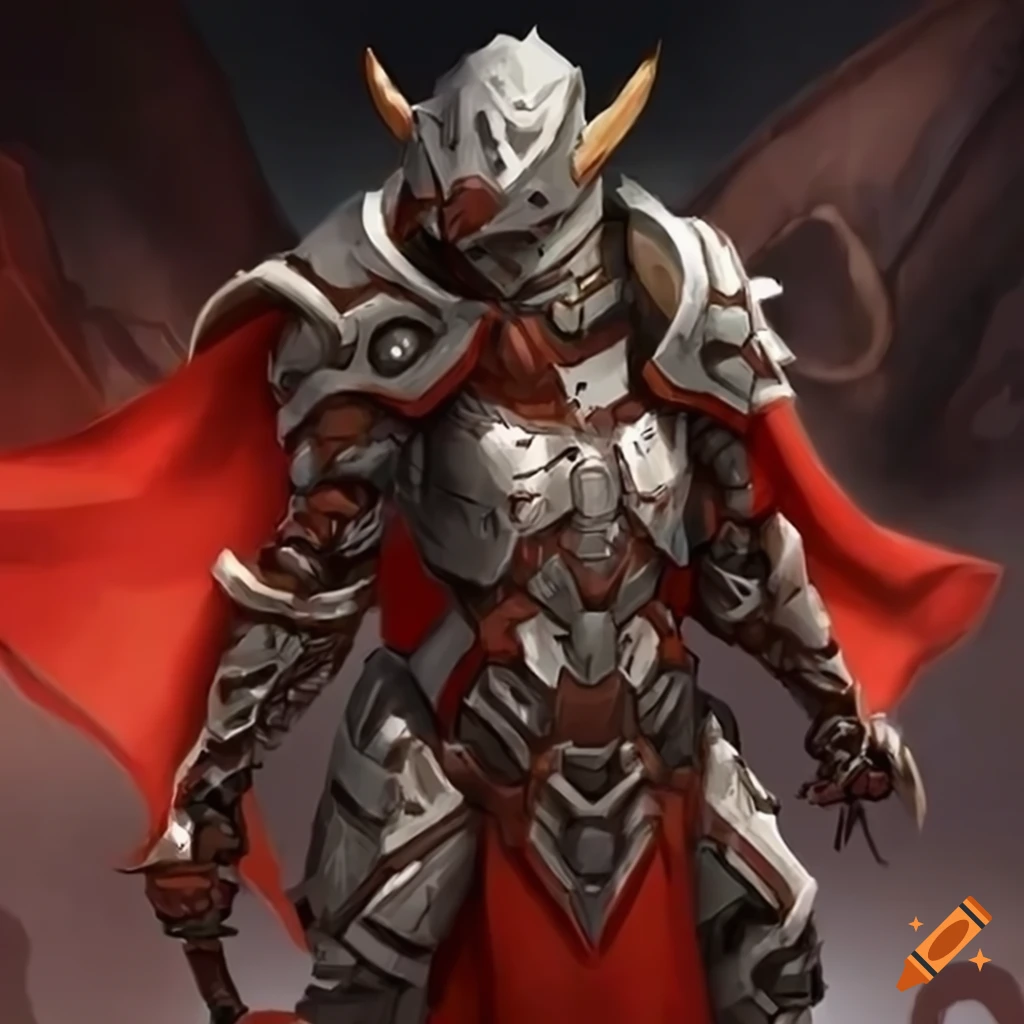 futuristic dragonborn warrior in heavy armor