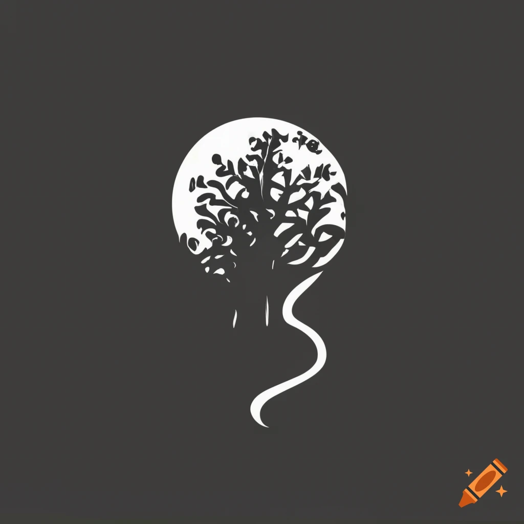 Black and white minimalistic logo design with a tree growing out of a head