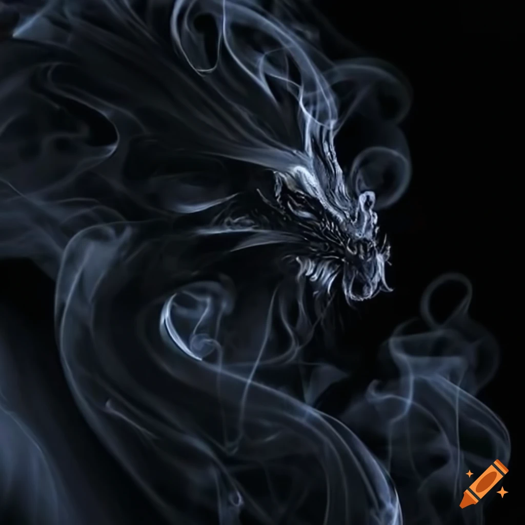 Artistic representation of a black smoke dragon on Craiyon
