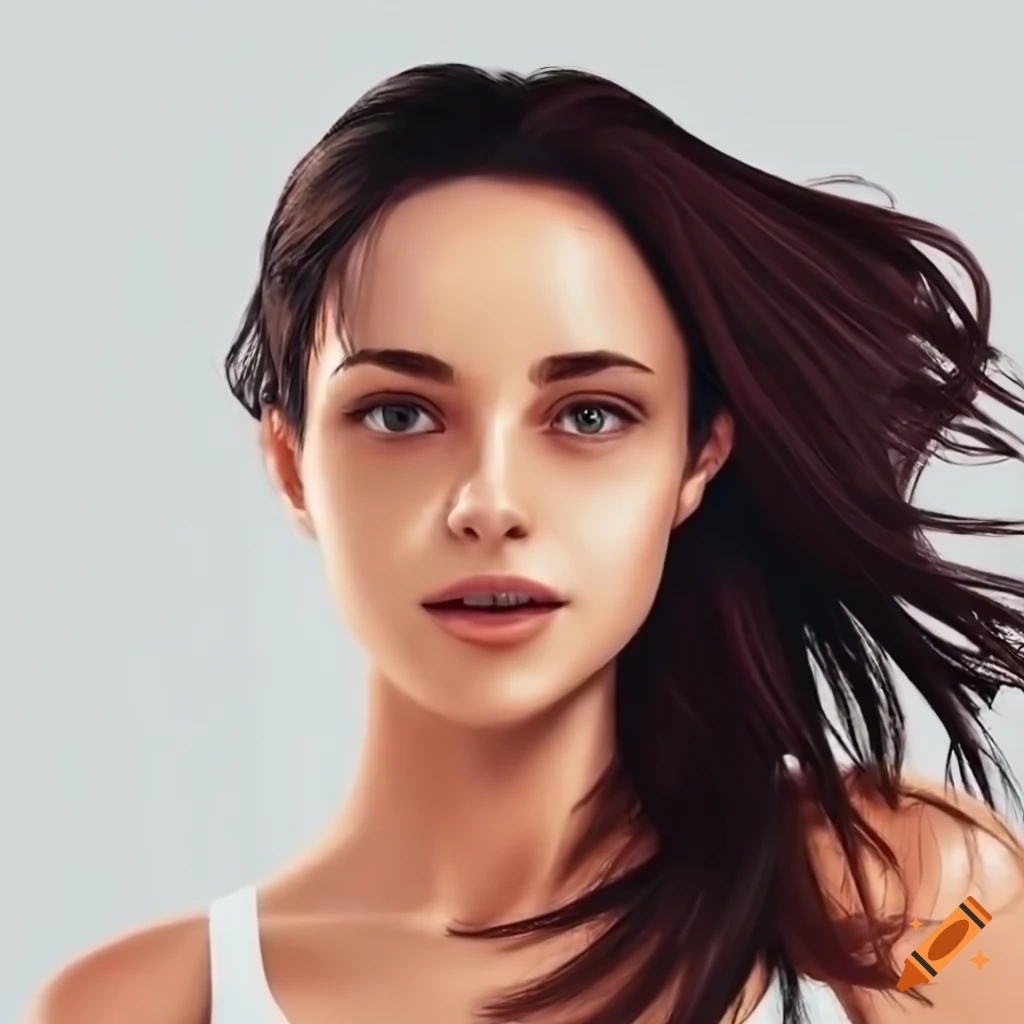 portrait of a beautiful young woman in a white tank-top