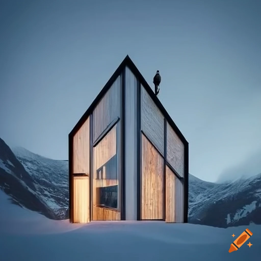 Image showcasing Towering norwegian cabin in minimalist style