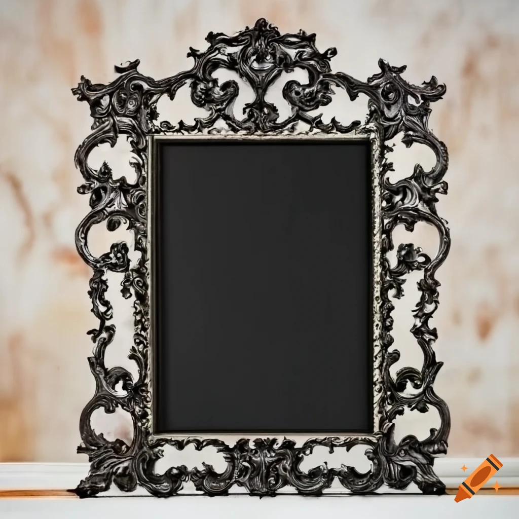 Ornate gothic picture frame with blank screen on Craiyon