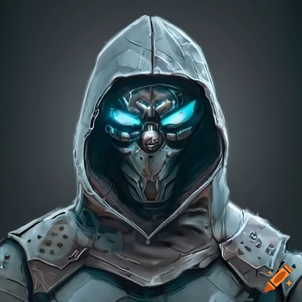 image of a masked warrior in futuristic armor