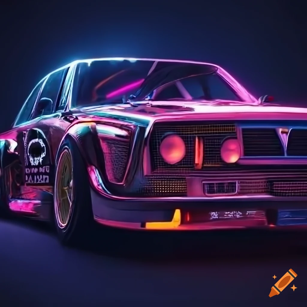 highly-detailed-render-of-a-vintage-sports-car-with-neon-lights-on-craiyon