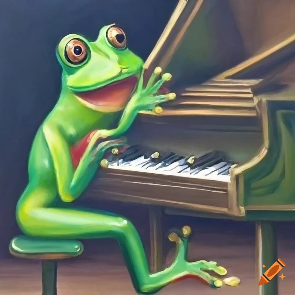 Frog playing piano