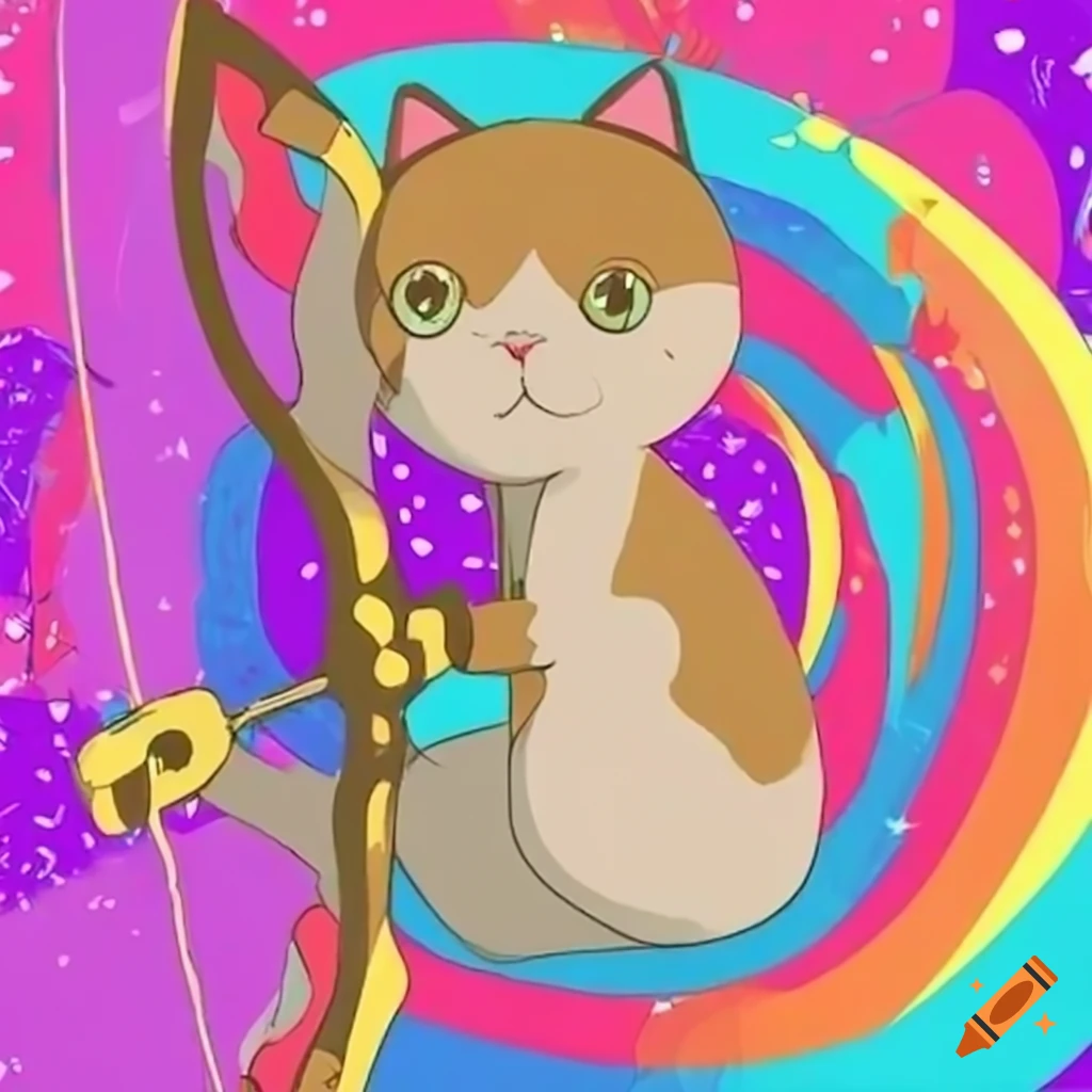 illustration of a cat shooting a bow