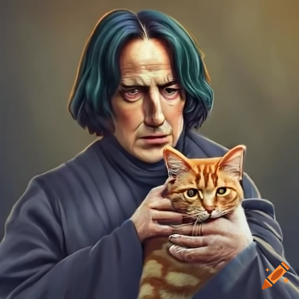 Severus snape from harry potter with an orange cat