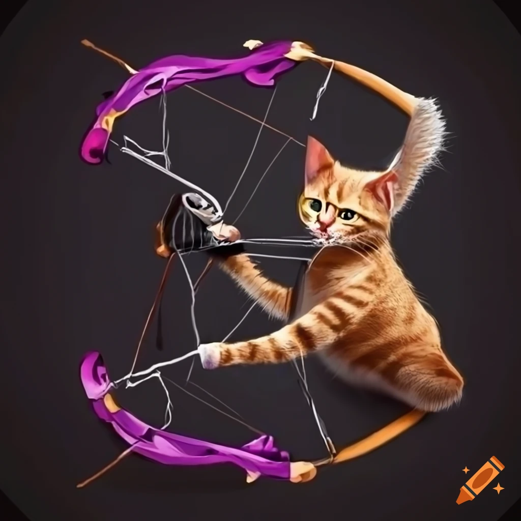 Abstract art of a cat shooting a bow