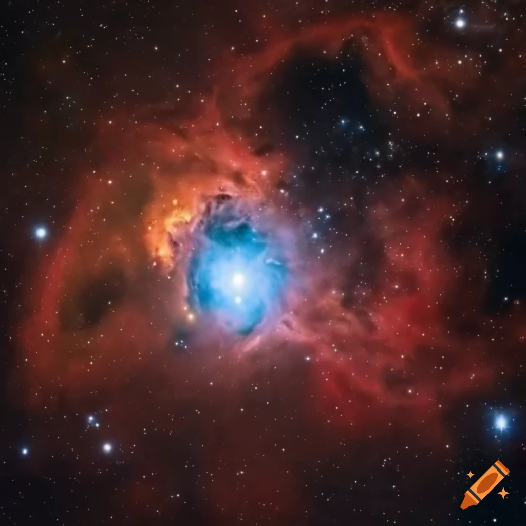 vibrant image of a colorful nebula with an open star cluster