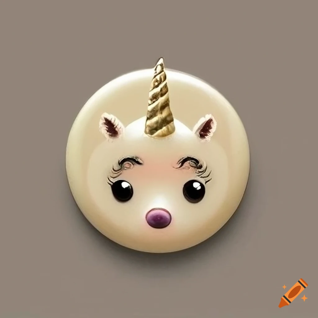 ivory button with unicorn design
