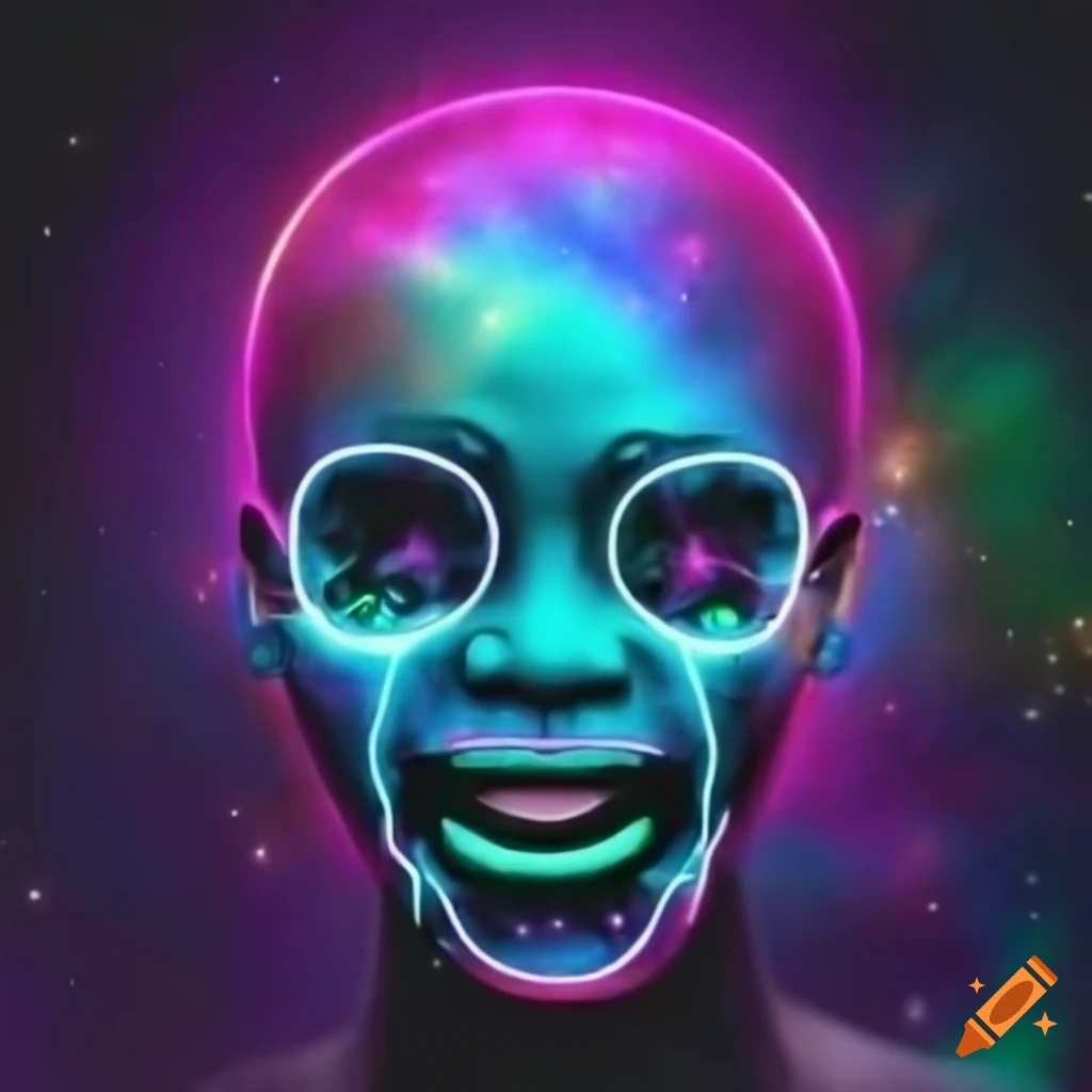 Funny Neon Galaxy Meme Face On Craiyon