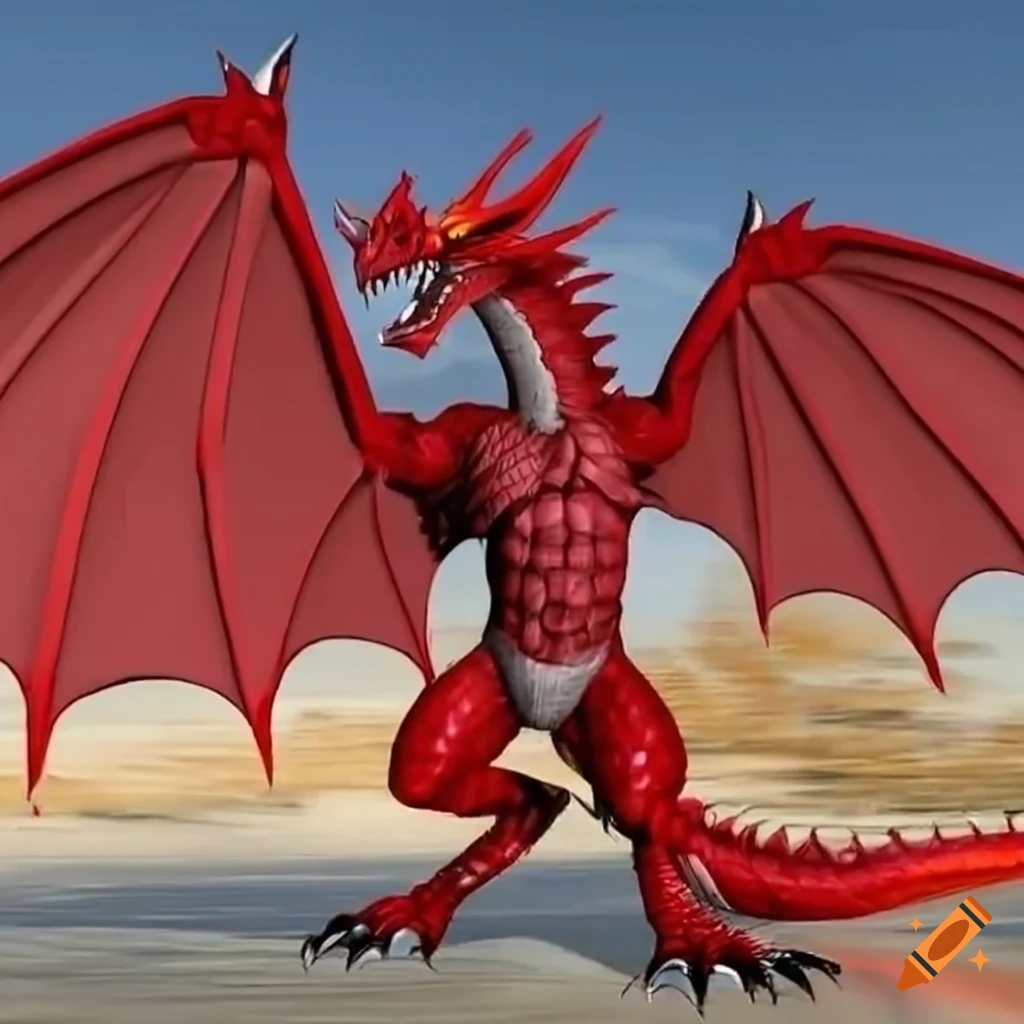 image of a fierce red dragon with fiery breath