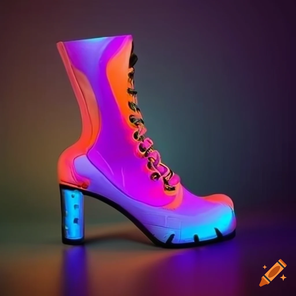 Abstract surrealistic women's dancing boot in vibrant colors