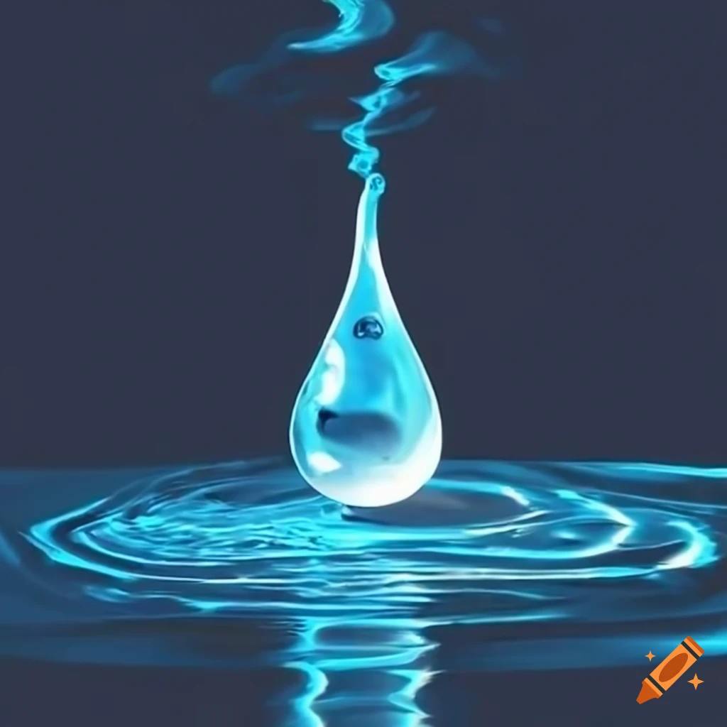 digital art of water droplet merging with waveform