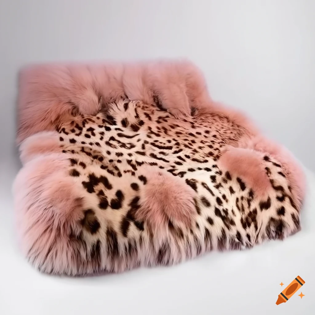 Luxurious gold and pink leopard print fox fur blanket
