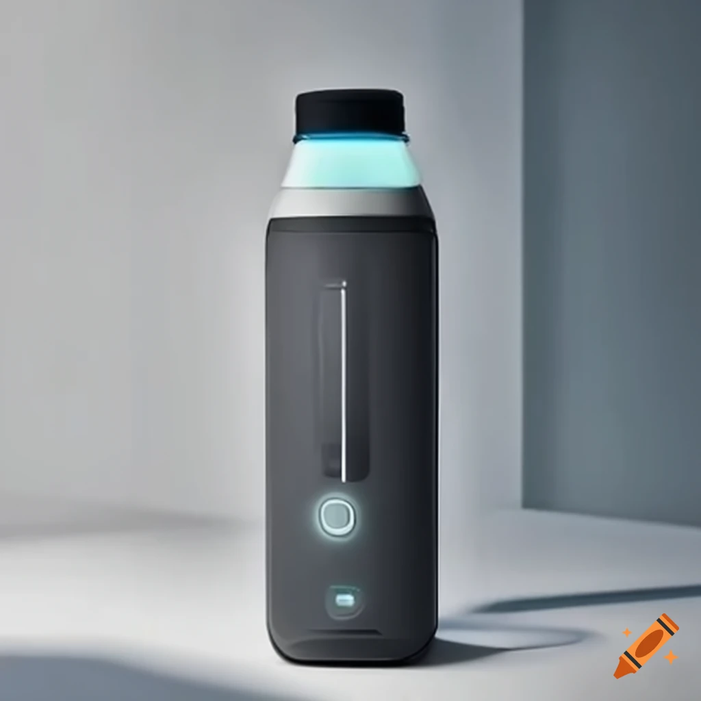 Smart water bottle tracking hydration synced with phone on Craiyon