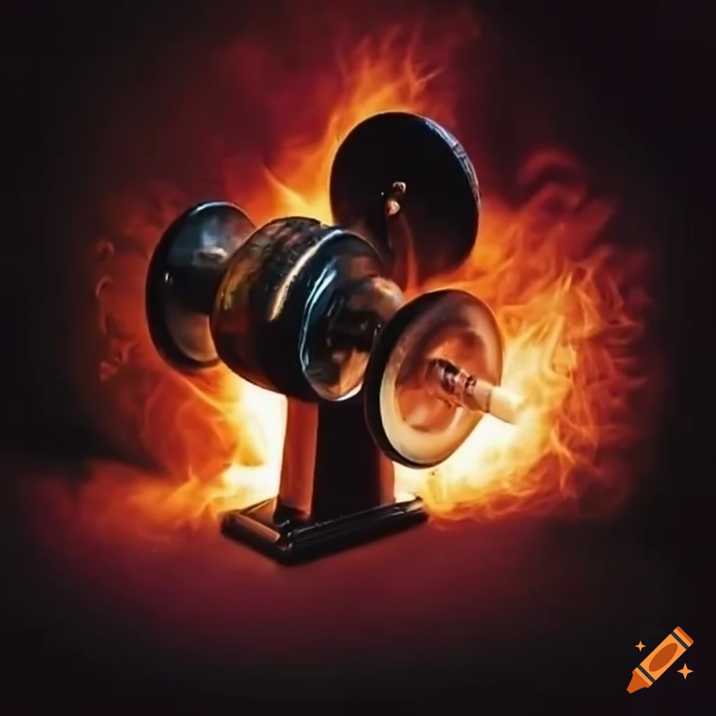 Bench grinder throwing sparks and smoke on Craiyon