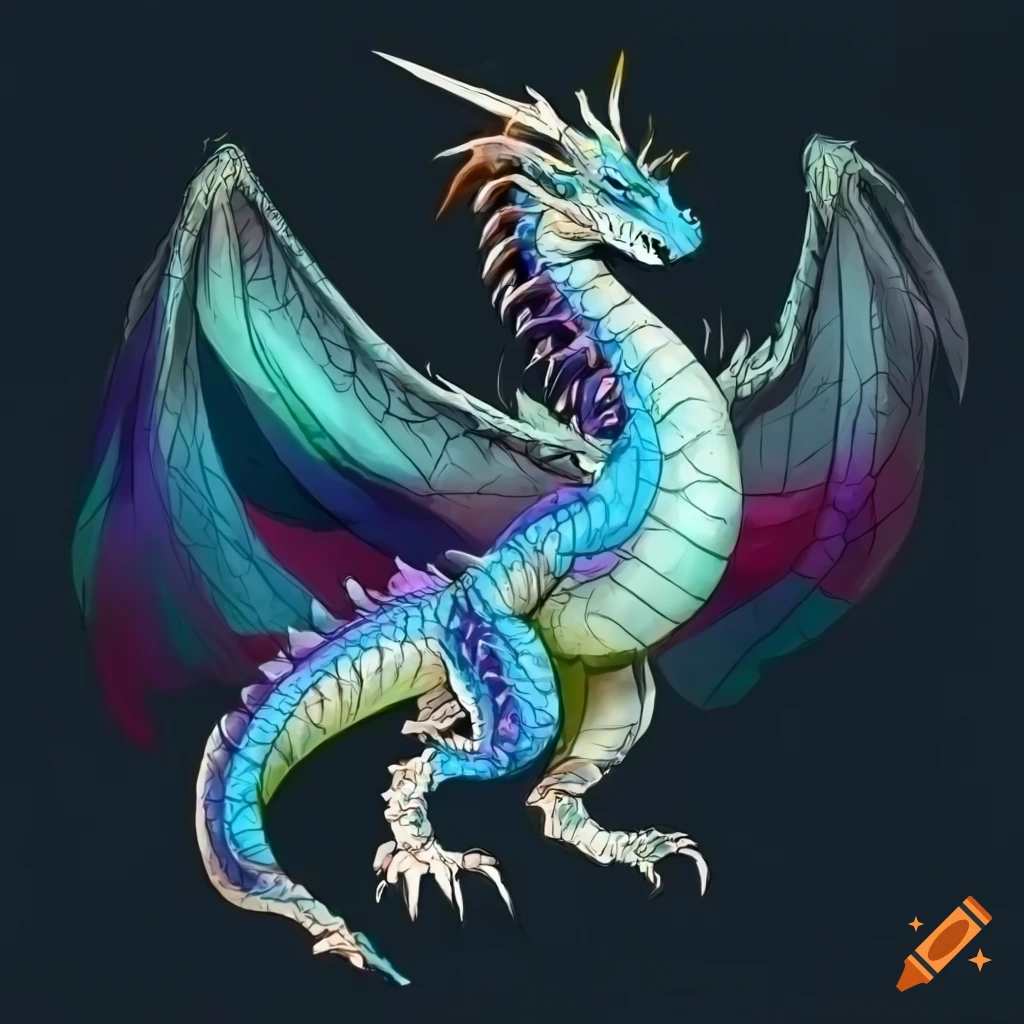 illustration of a detailed dragon concept design