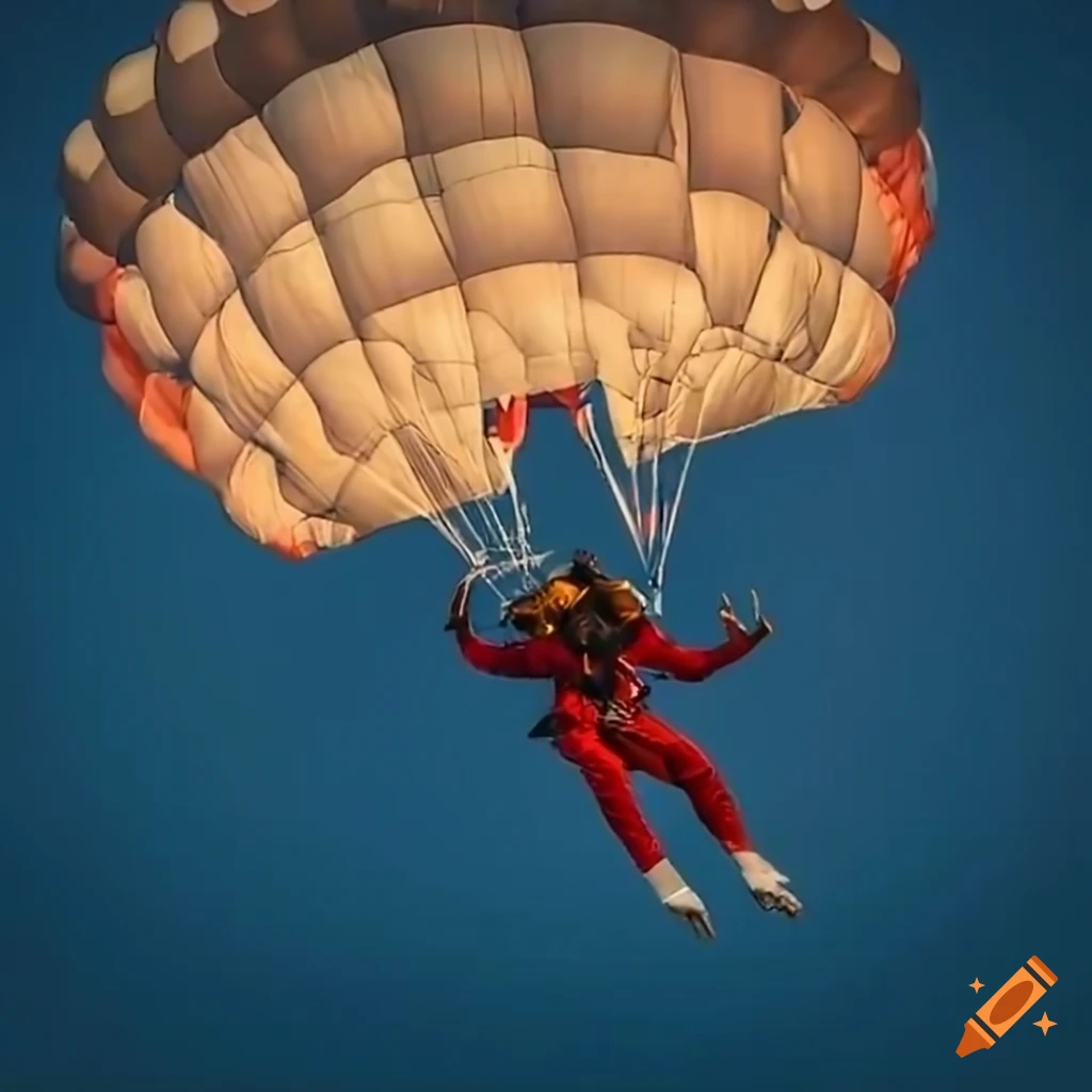Skydiver jumping with a parachute on Craiyon