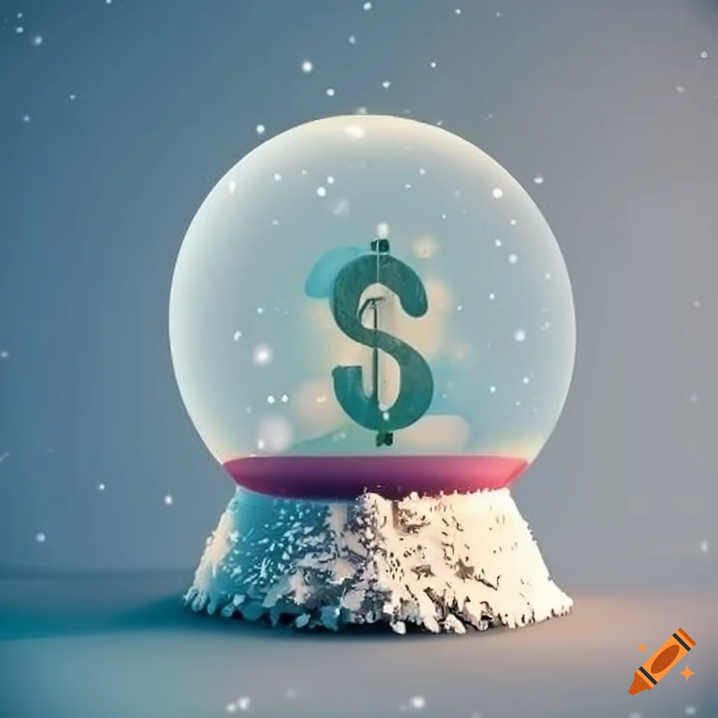 Snow globe with financial symbols