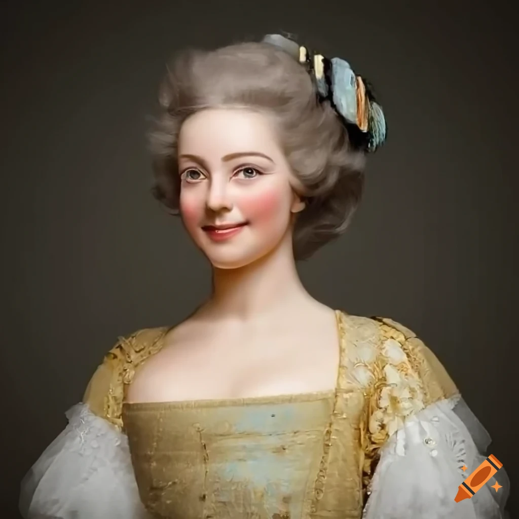 Portrait of a lady from 1750 with golden brown eyes on Craiyon