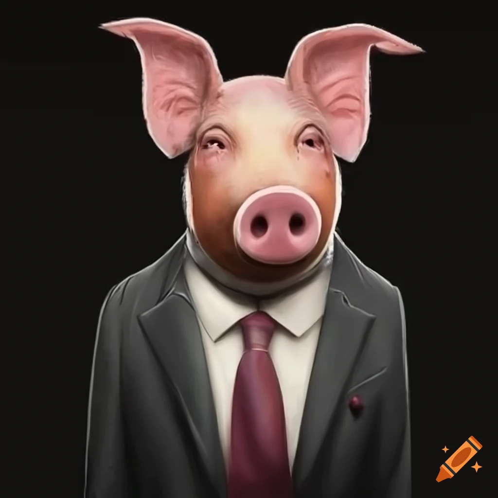 satirical image of a pig as a president