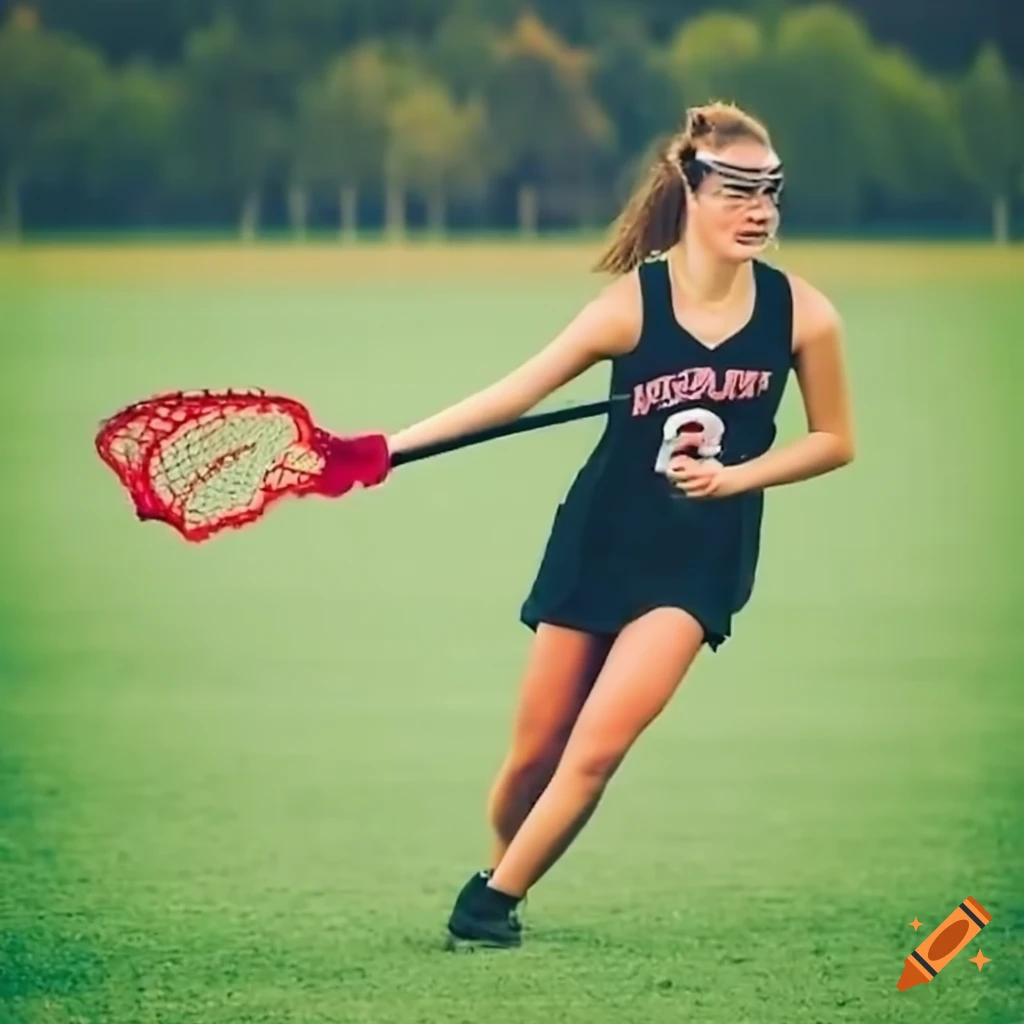 photo of a female lacrosse player in action