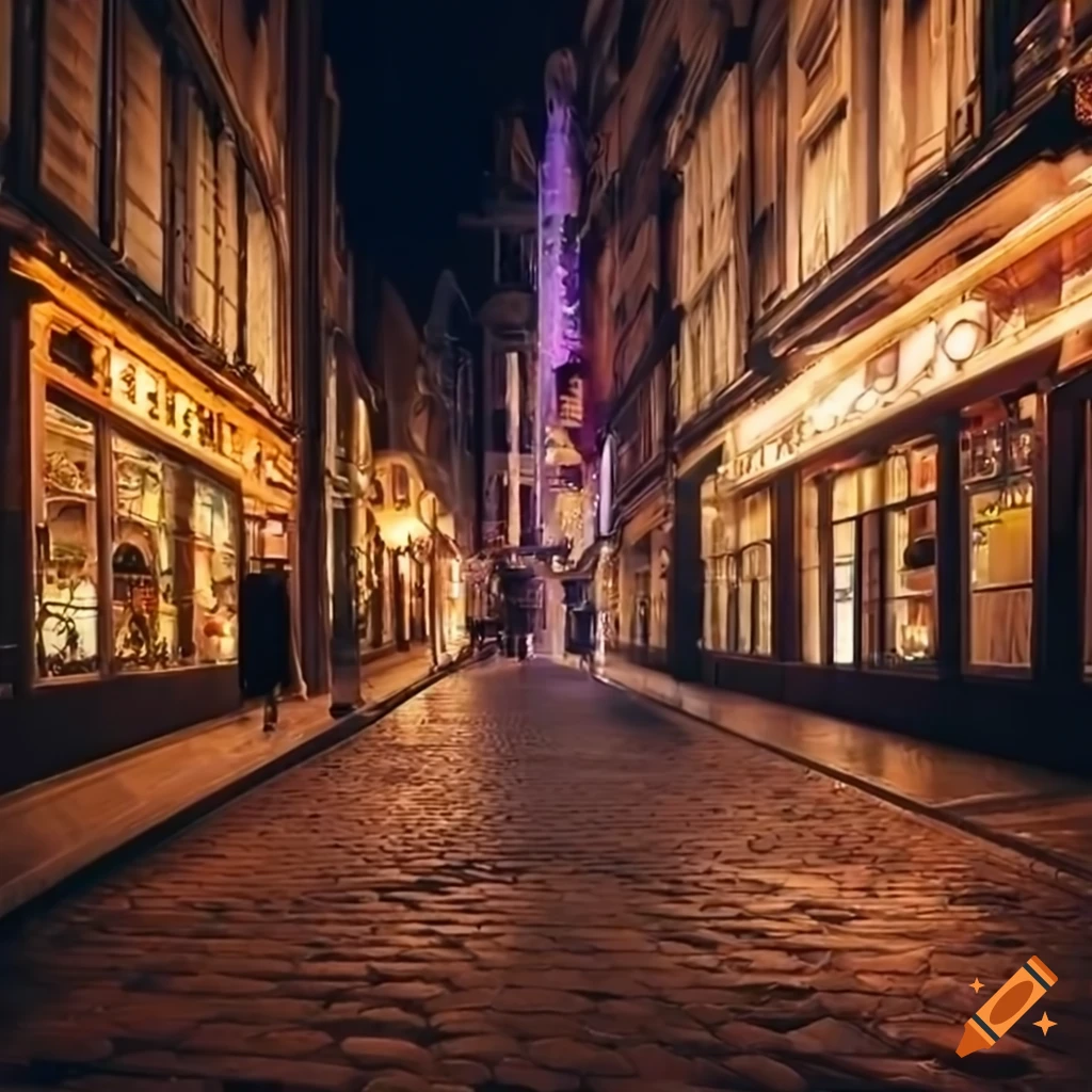 Busy street with shops, restaurants, and hairdressers on Craiyon