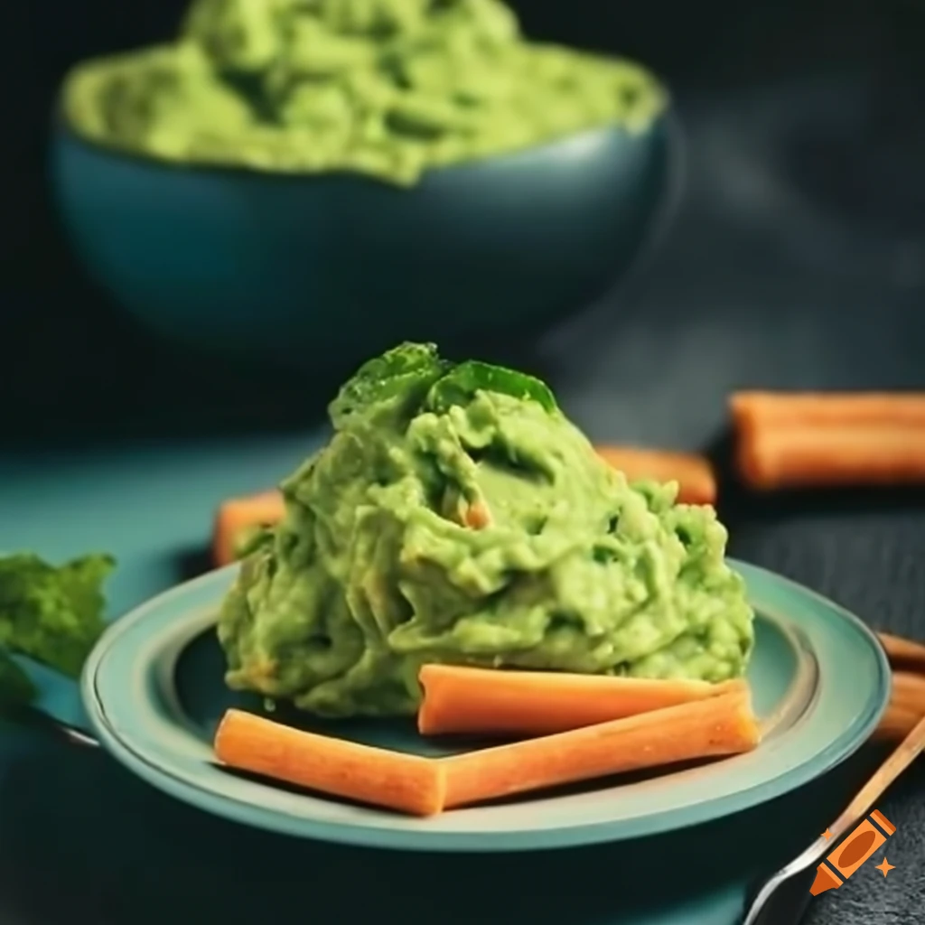 Guacamole with veggie sticks on Craiyon