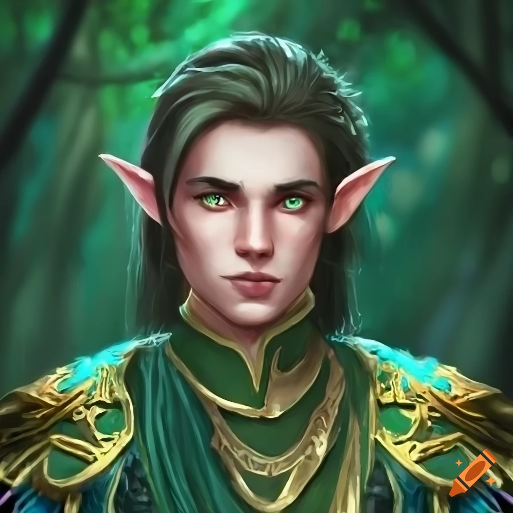 Portrait of a handsome elf prince on Craiyon