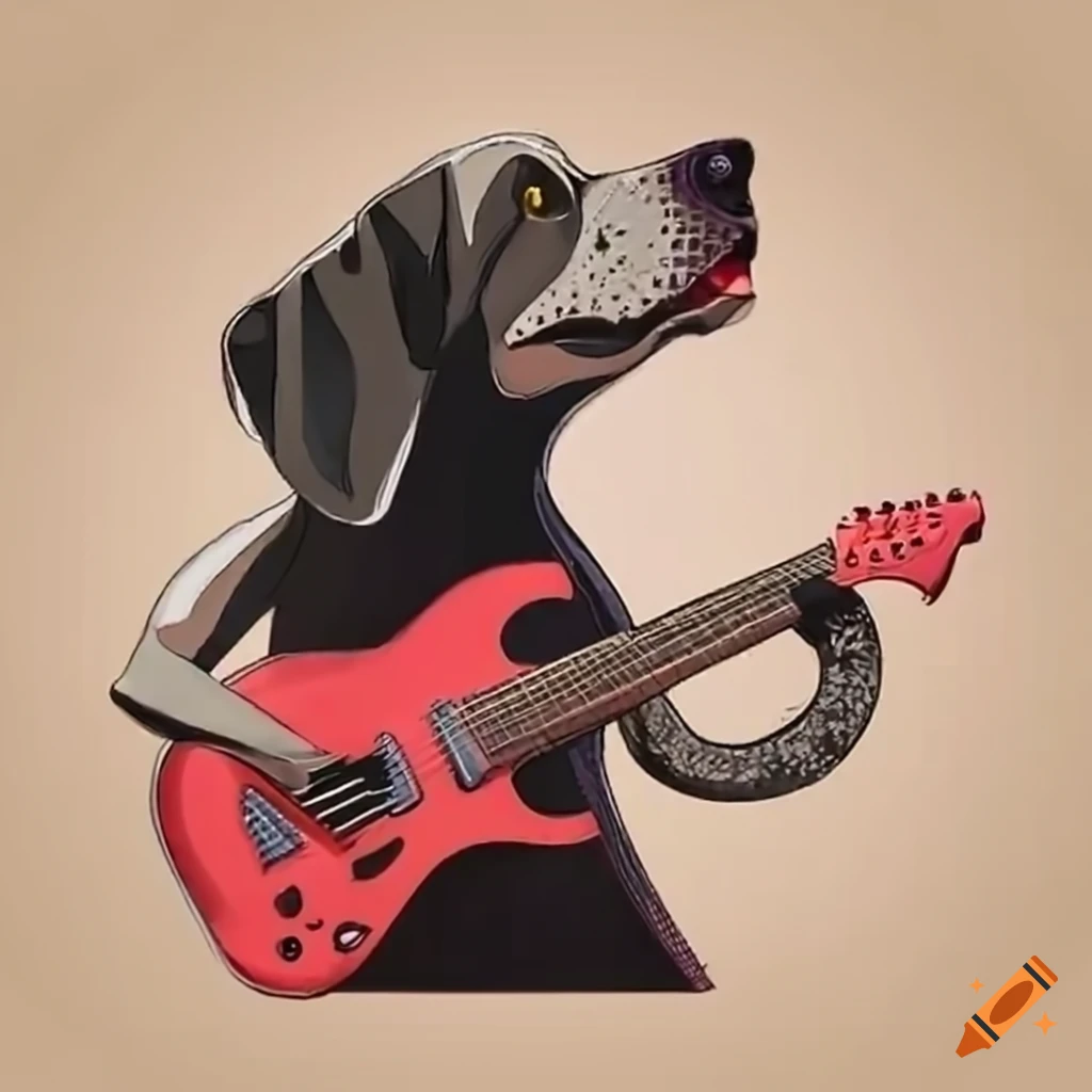 Dog playing electric guitar on Craiyon