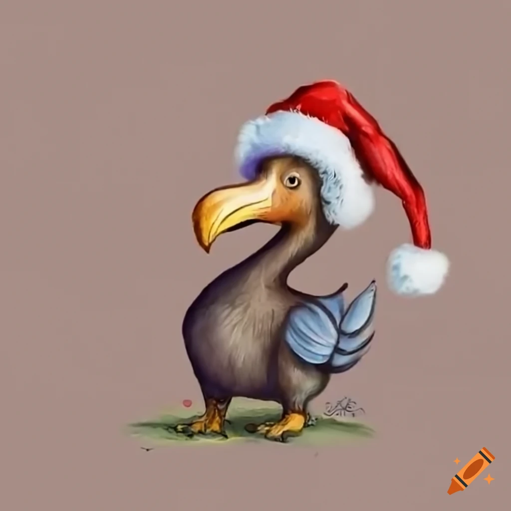 Adorable dodo bird wearing a santa hat on Craiyon
