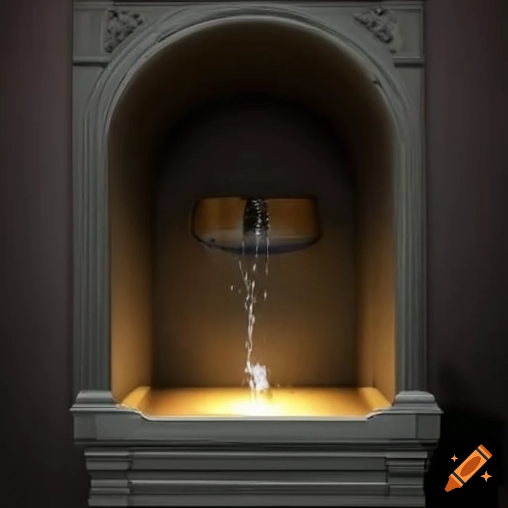 fountain in a dark alcove