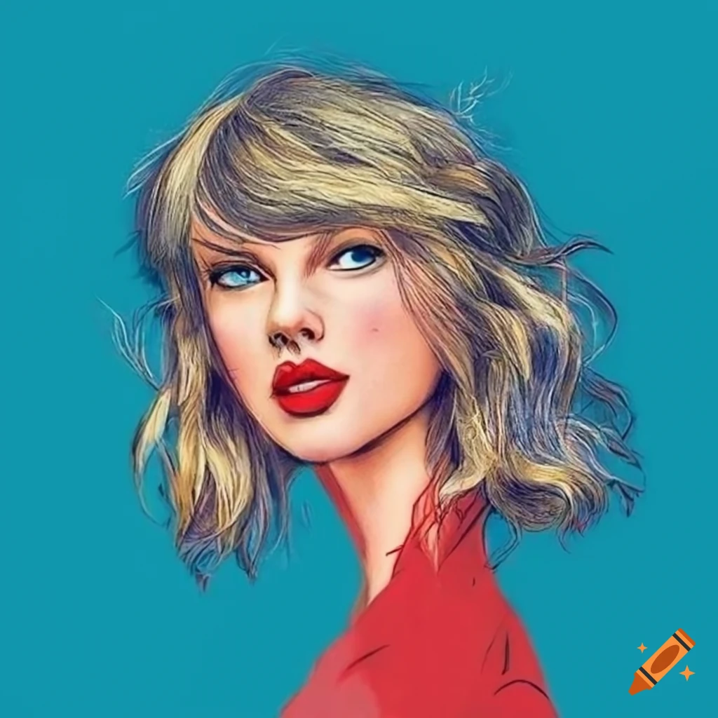 Colorful illustration of taylor swift on social media on Craiyon