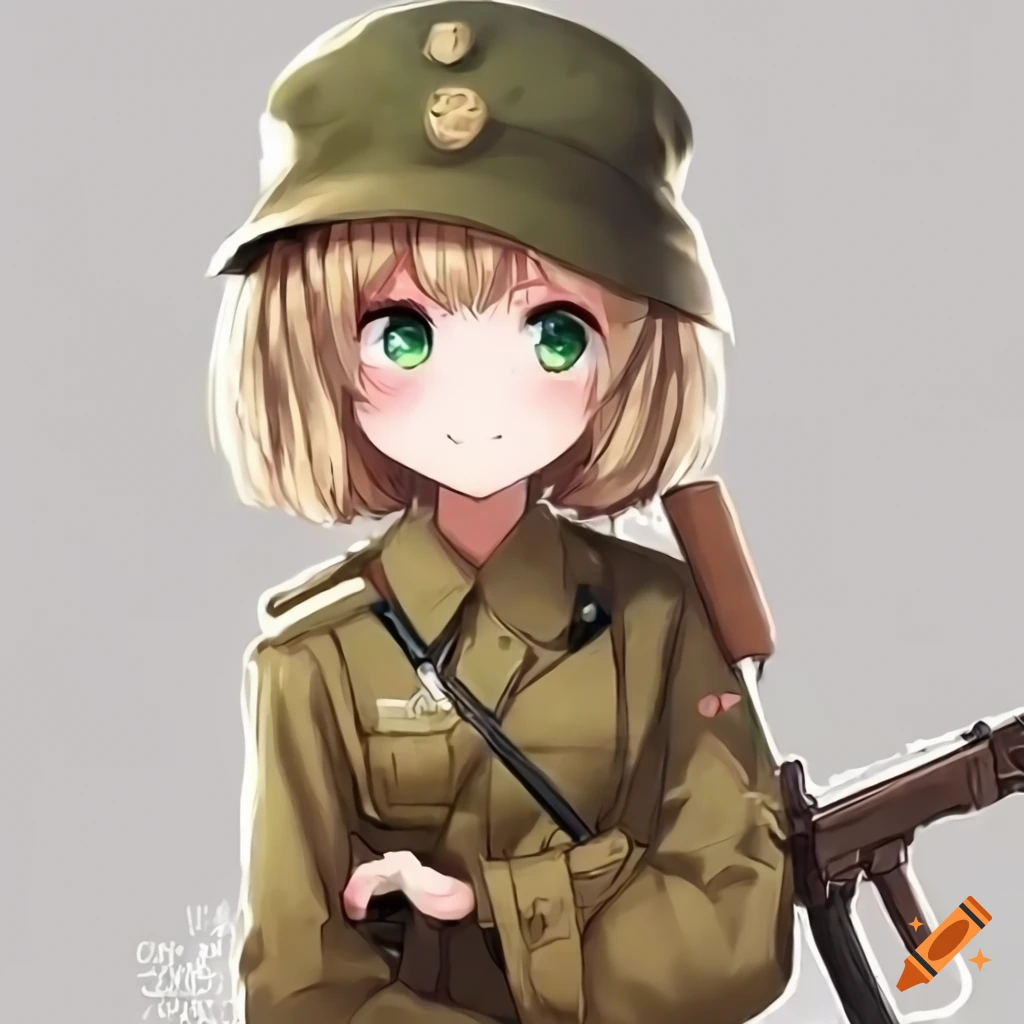 anthropomorphic_blonde_wolf_girl wearing a ww2 german military uniform, by  artist 
