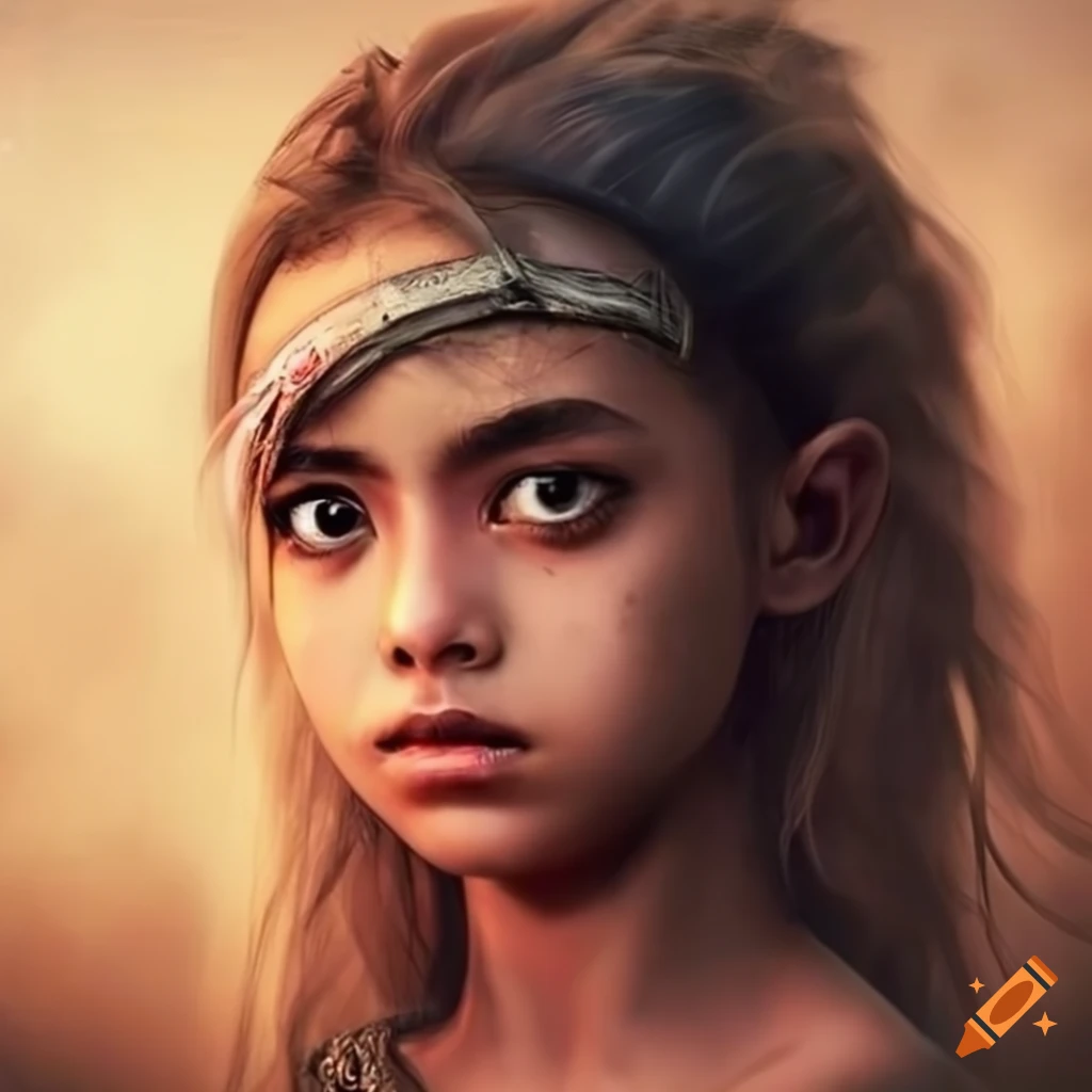 Photo of a teenage girl in a postapocalyptic setting