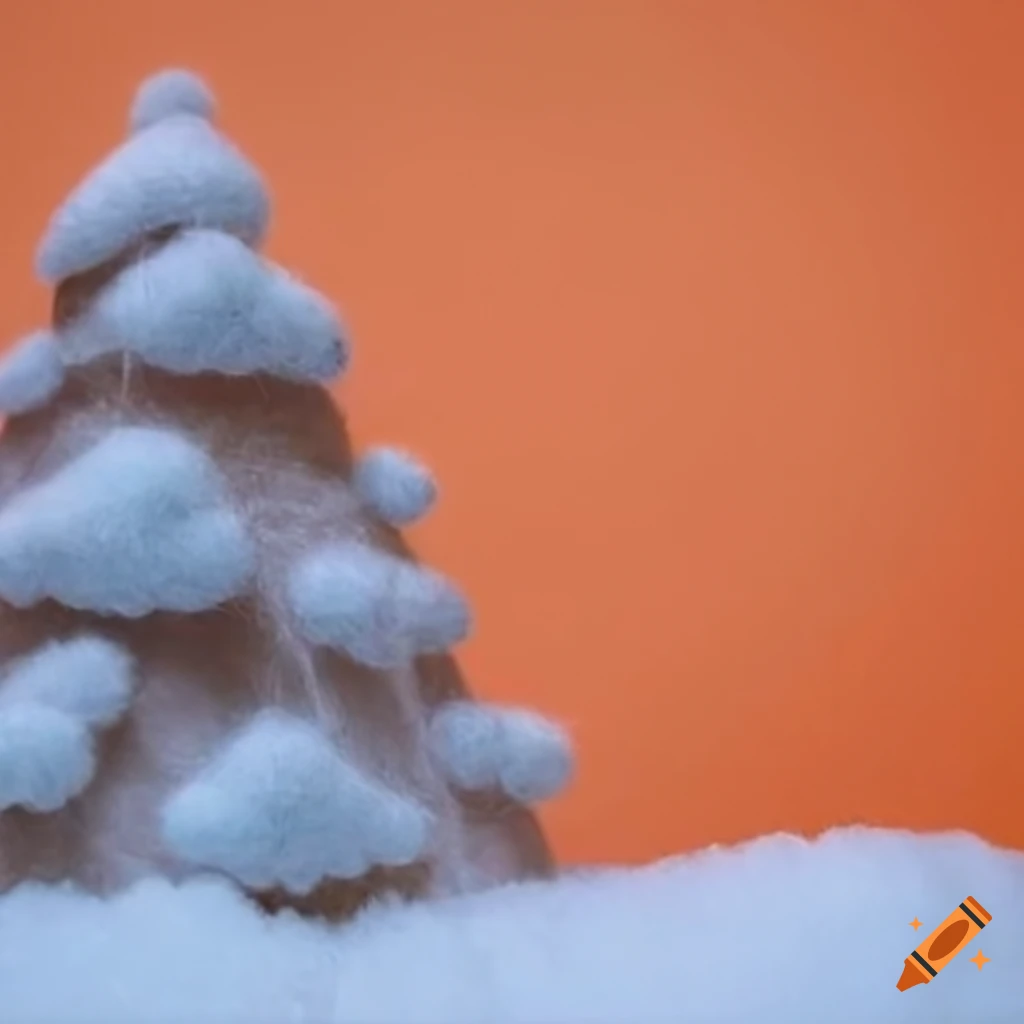 Winter diorama with cotton felt clouds and snow