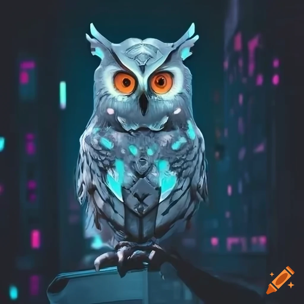 Cyberpunk Owl With Glowing Eyes On Craiyon Cyberpunk Owl With Glowing Eyes On Craiyon
