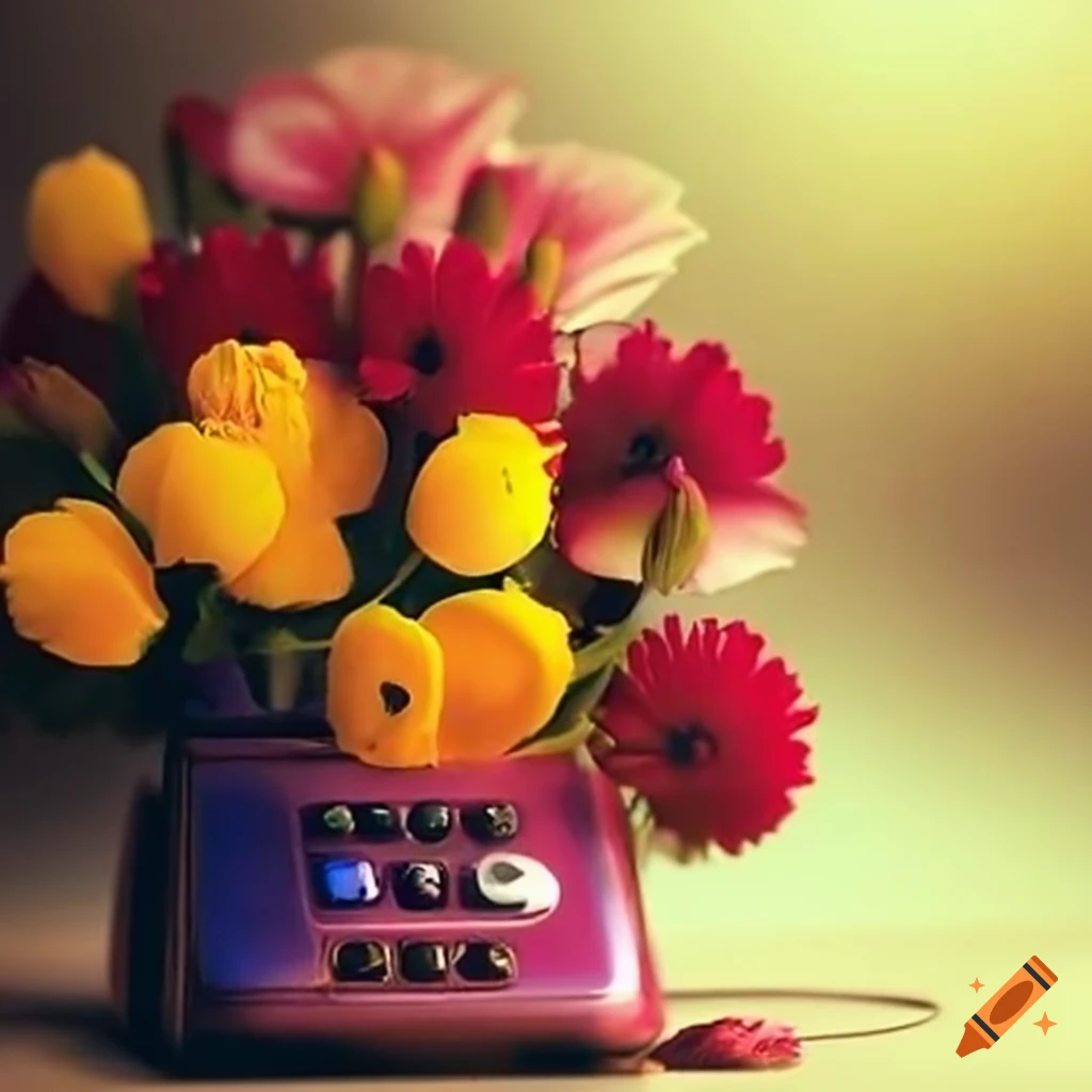 Sending flowers through a mobile phone on Craiyon