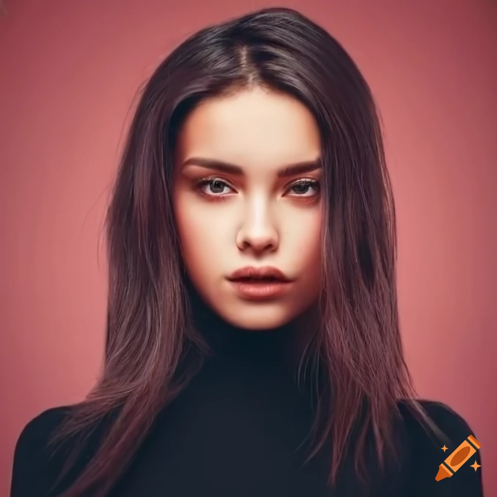 portrait of a beautiful young woman with brown hair and brown eyes