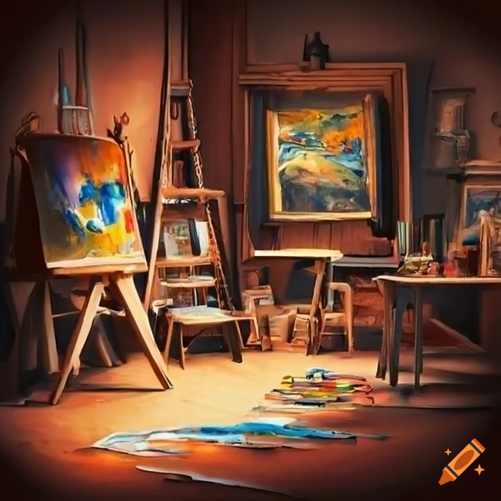 View of an artist's studio on Craiyon